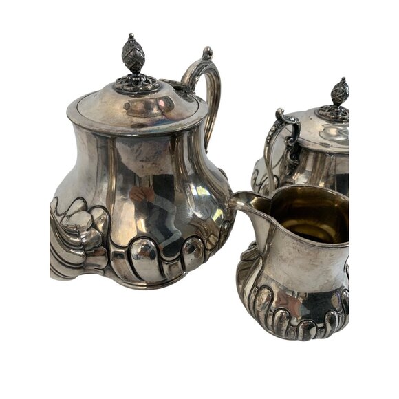 Antique James Dixon & Sons England  EPBM 3-Piece Silver-Plate Tea Set Marked - Picture 6 of 11